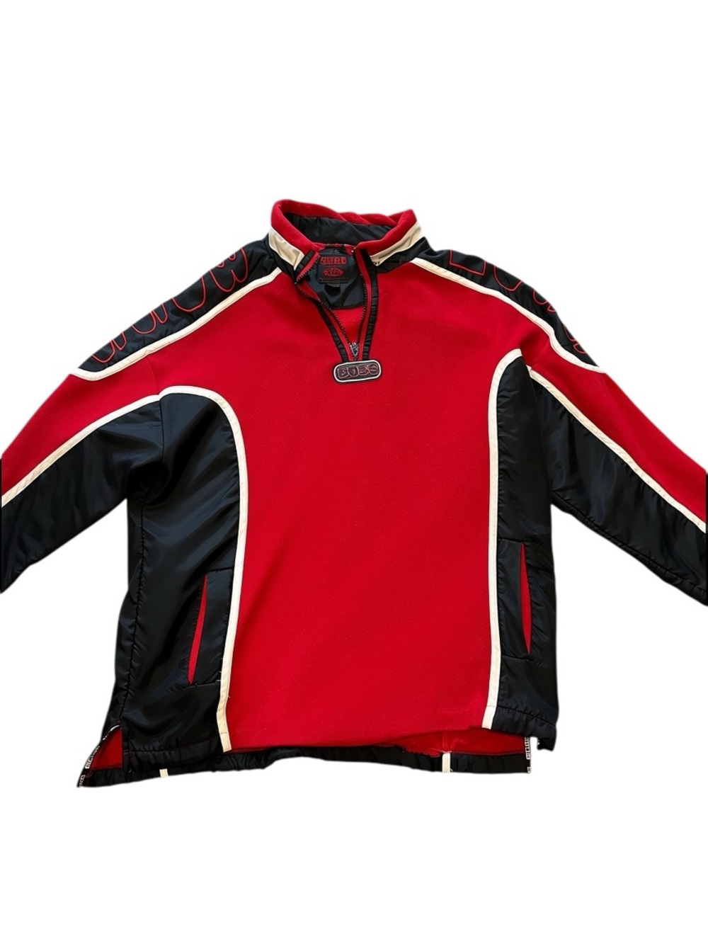 BOSS Red and Black Athletic Quarter-Zip Pullover